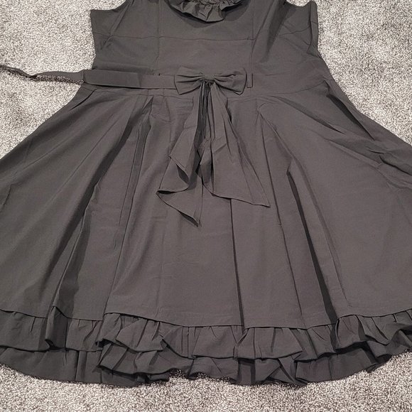 24/26 Black Ruffle Pin-up Wide Neck Dress 1960's Style 4X NWOT - Picture 6 of 10